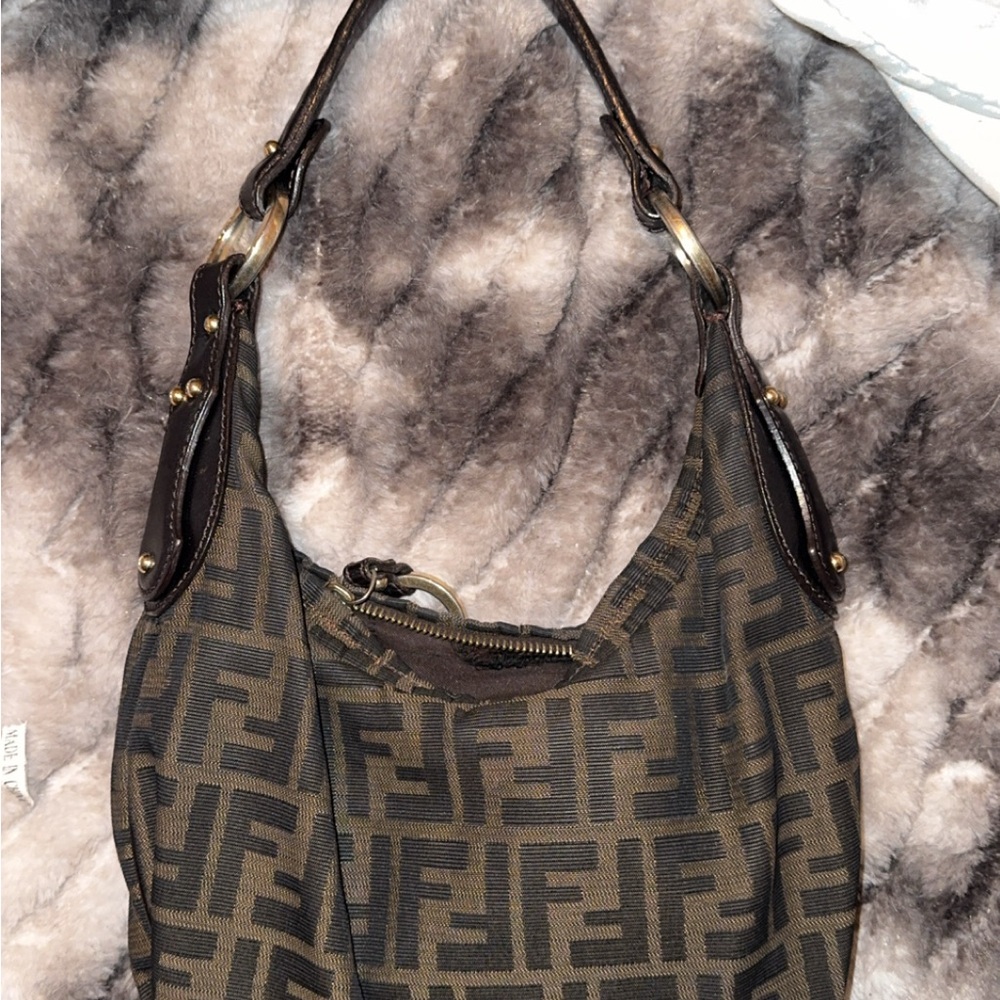 Fendi Black and Brown Monogram Shoulder Bag